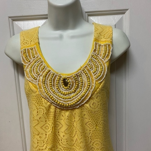 Cato yellow A-line Scoop Neck Keyhole Embellishment￼ Spring Sleeveless Dress - Picture 4 of 10